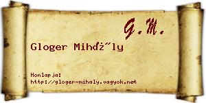 Gloger Mihály névjegykártya